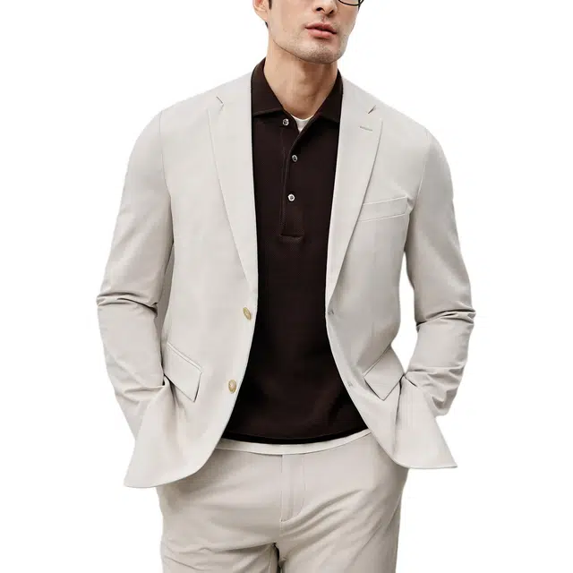 丹宁哲学 科技抗皱吸湿速干舒适弹力纯色长袖平驳领标准便服单西西装 男款