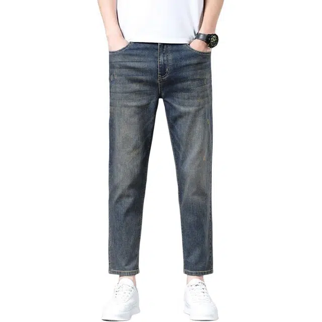 宝米卡 薄款百搭弹力休闲八分裤九分合身直筒牛仔裤 男女同款