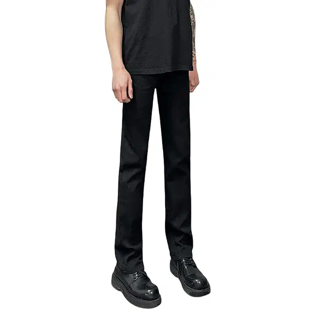 半空山 美式复古高街微喇弯刀水洗做旧高级感窄版设计中腰显高显瘦休闲日常通勤百搭牛仔裤 男女同款