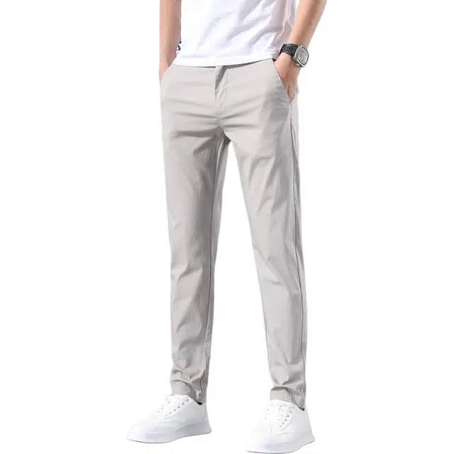 瑞梵帝斯 美系简约轻熟风高品质时尚百搭大气亲肤舒适弹力透气修身商务户外通勤日常时尚拉链中腰九分裤西装裤休闲裤 男款