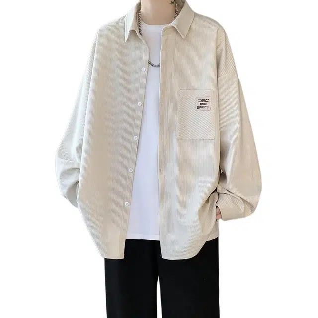 悍戈 美式日系复古风吸汗日常通勤休闲百搭服饰衬衫 男女同款