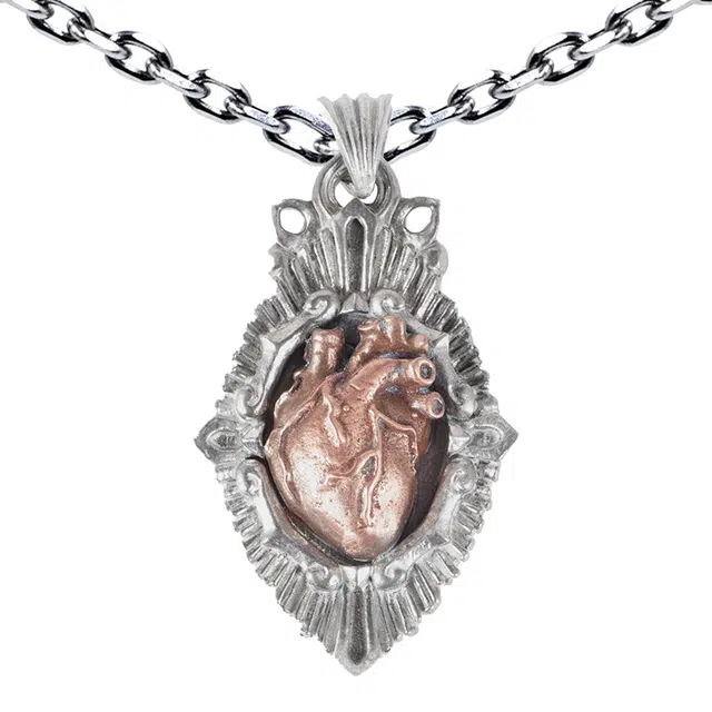 【免费刻字】 白木黑冰 心脏 原创设计小众高级感时尚潮流礼盒 银合金 铜 项链 通用