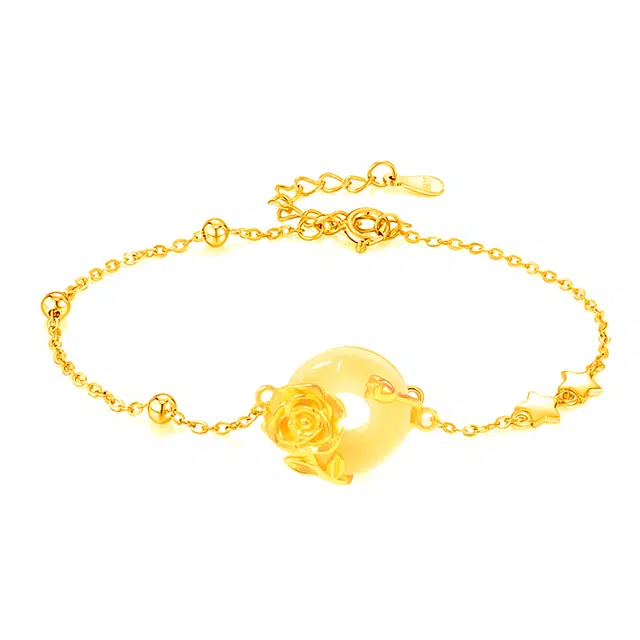 彗时 【玫瑰花语的故事联名款】爱在夕七平安扣女朋友国风招财纳福新中式轻奢锁住福气清恋爱告白生日送礼 玉髓 项链 男女同款情侣款