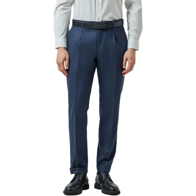 迪柯尼 商务通勤简约舒适西装裤 男款 蓝白条