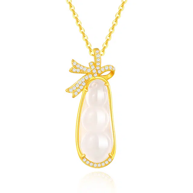 金六福吉祥 岁月长安锁骨链 轻奢精致高级感小众气质日常通勤必备礼盒#好运 玉髓 项链 男女同款情侣款