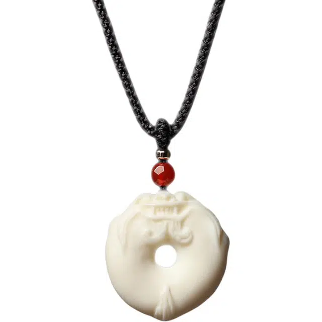 絮物 国潮轻奢高级感新中式复古风招财纳福文玩盘玩考试考研考公上岸转运百搭#好运在造 象牙果 吊坠项链 男女同款情侣款