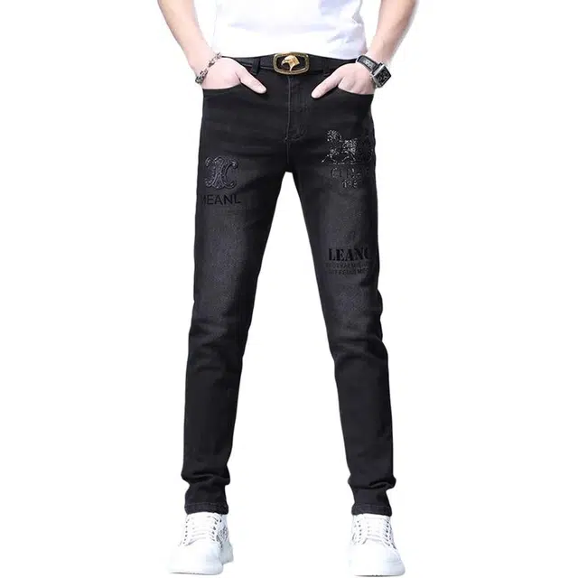 炳盛 高端修身薄款弹力百搭长裤牛仔裤 男女同款