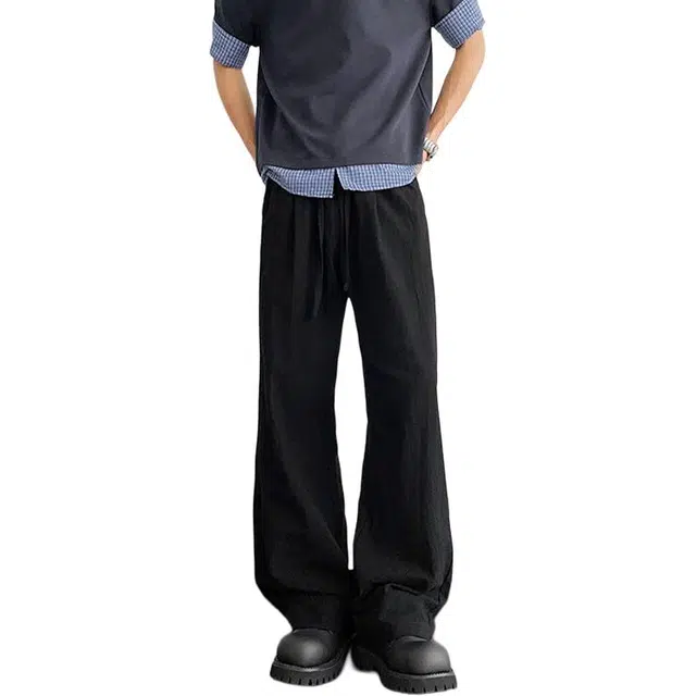 佐菲利 纯色裤子夏季薄款宽松运动裤棉麻直筒裤纯棉卫裤亚麻休闲裤 男女同款