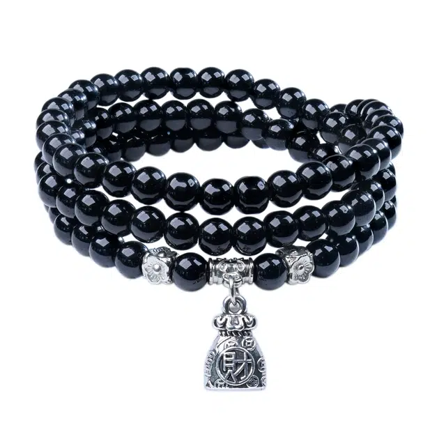 【福袋有财】 灵晔 新中式国潮文玩个性时尚百搭小众复古设计小清新设计盘玩佛珠念珠转运珠#好运 黑檀 手串 男女同款情侣款