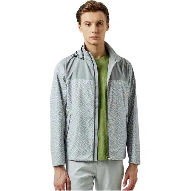 迪柯尼 简约舒适连帽长袖夹克 男款 灰底印花