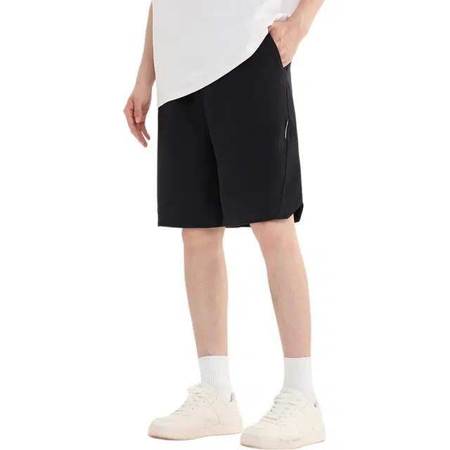 三福 轻薄宽松橡筋腰直筒裤中腰五分裤休闲短裤 男款