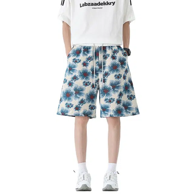 佐菲利 海岛风沙滩薄款宽松海边度假五分休闲短裤 男款