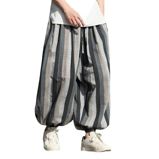 加荣 纯棉哈伦裤新国风束脚灯笼裤长裤休闲裤 男女同款