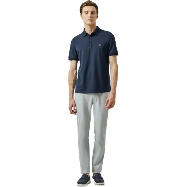 迪柯尼 纯色简约舒适直筒休闲裤 男款 浅灰