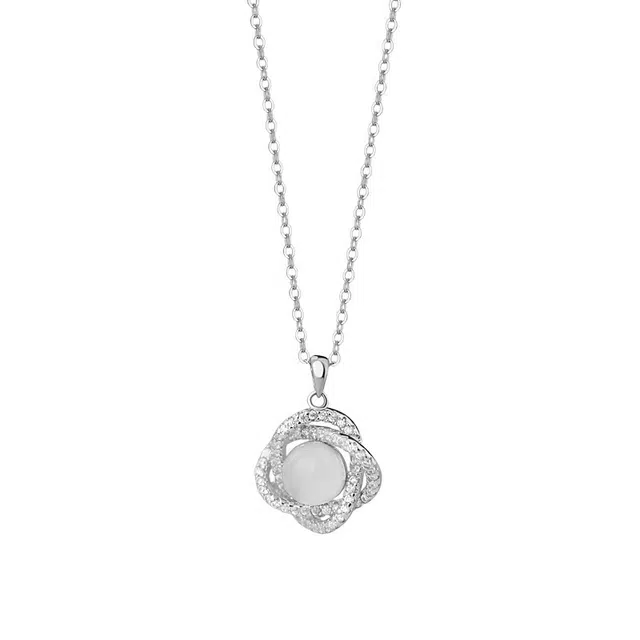 陌阡雪 【清冷女神】新中式温柔素雅 花朵甜美蛋面精致 氛围感  浪漫百搭锁骨链#好运天然 玉髓 项链 男女同款情侣款