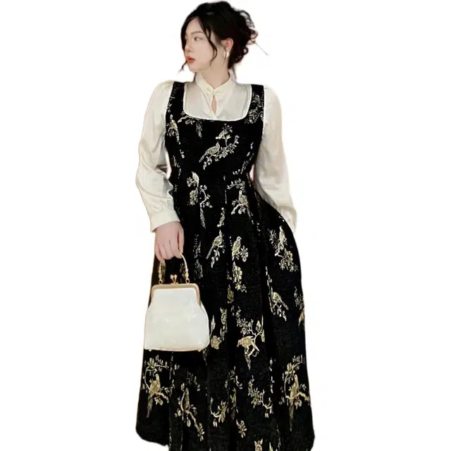 哒头下雨不愁 新中式时尚设计假两件旗袍长袖连衣裙 女款