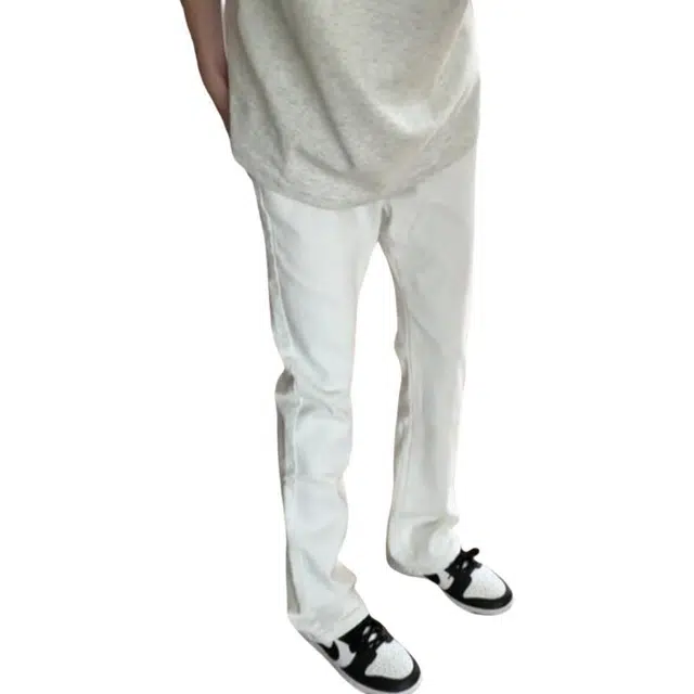 冈哉 美式潮流潮牌高街垂感窄版合身直筒时尚日系个性日常通勤弯刀纯色基础款休闲牛仔裤 男女同款