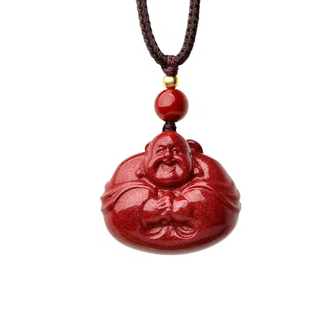 灵菲 抱抱佛 高含量  新中式佛头玉佩  平安转运福运 再造辰砂朱砂 玉石项链 男女同款情侣款 礼盒