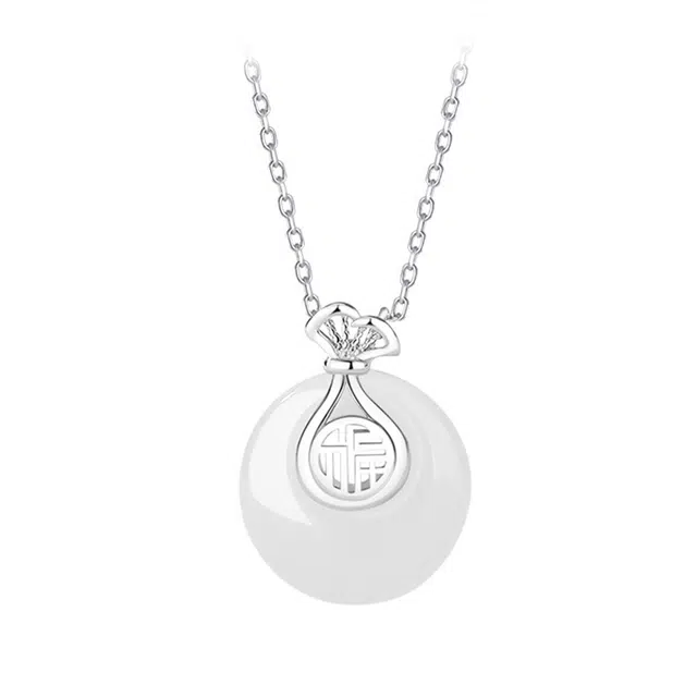 庆怡 福袋平安扣 新中式国风清冷简约温柔大方福运连连#好运 玉髓 项链 女款