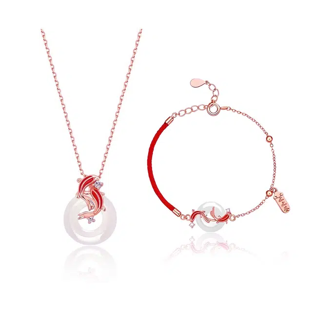 福气满满 学业顺利 克兰茜 锦鲤上岸平安扣 新中式国风精致高级感闪耀锁骨链 日常百搭温柔气质节日好运 铜 项链 女款 玫瑰金