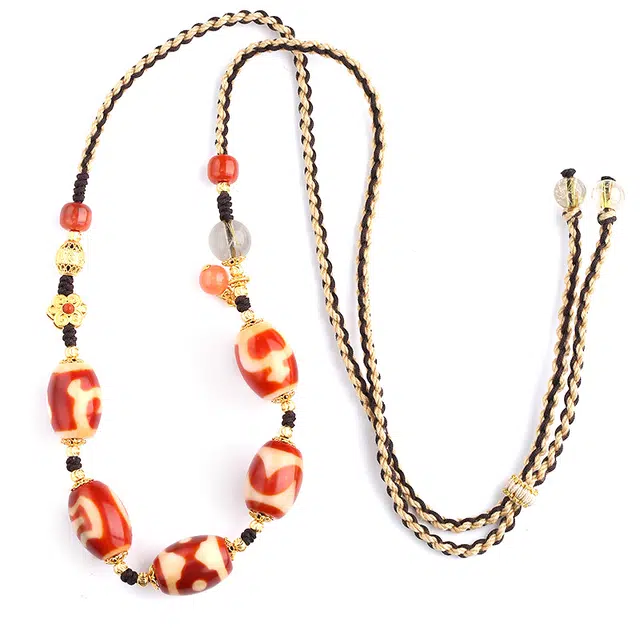 布达拉宫 红肉珠金发晶原创设计藏式挂绳饰品 玛瑙 项链 男女同款情侣款