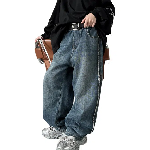 泰迪珍藏牛仔裤 直筒裤百搭美式简约长裤 青少年