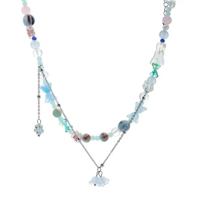 大唐国鼎 铃兰物语 巴胺彩色星星蝴蝶串珠 锁骨链童趣千禧辣妹可爱搭配 合金 项链 女款