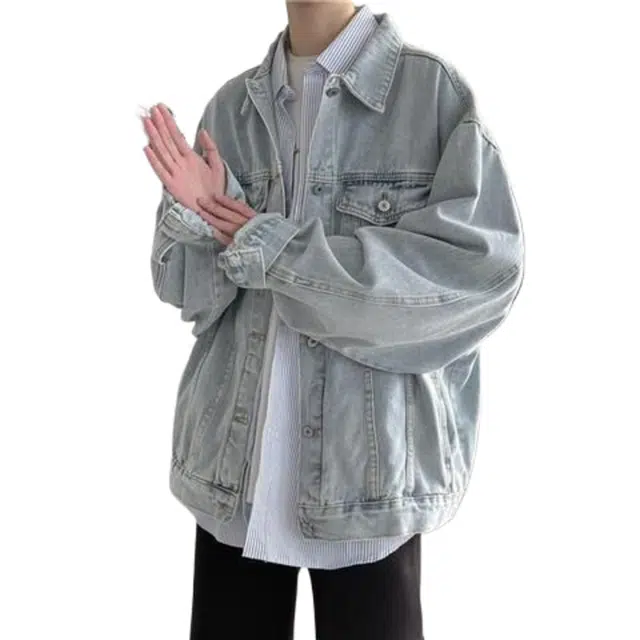 玉儿恋 百搭宽松纯色夹克外套 男款
