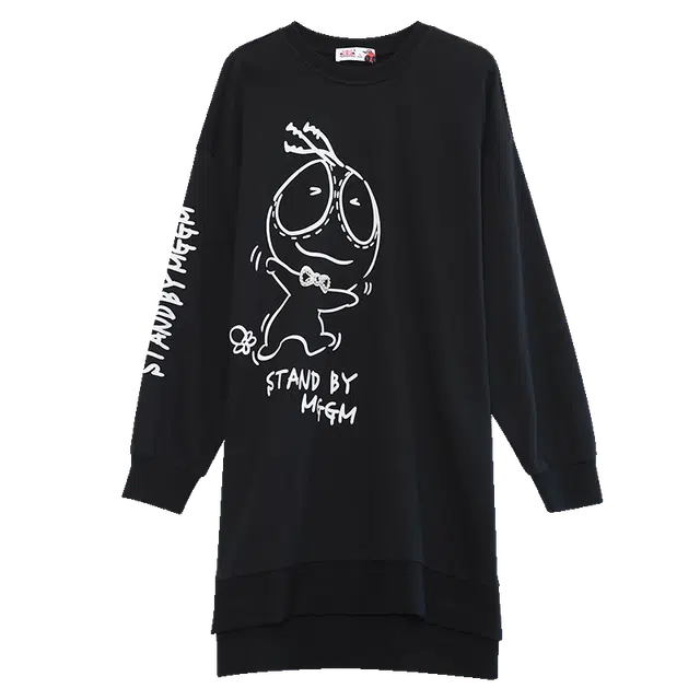 木果果木 不规则开叉设计印花圆领长袖连衣裙 女款