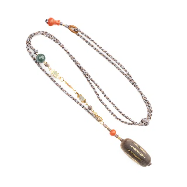 仙源 五条纹天珠 招财纳福转运招桃花 国潮个性民族风 平安喜乐#好运 锁骨链 檀木 项链 男女同款情侣款