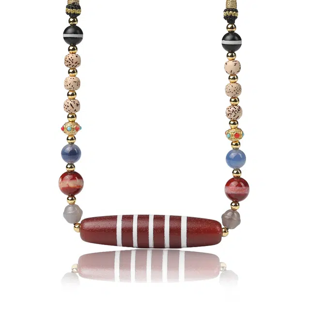 古禾 国潮风藏式美学古朴旷达线珠天珠 玛瑙 项链 男女同款情侣款