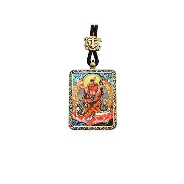 重庆金店 红财神诸事顺利藏式大黑天国潮唐卡复古#好运 琉璃 项链 男女同款情侣款