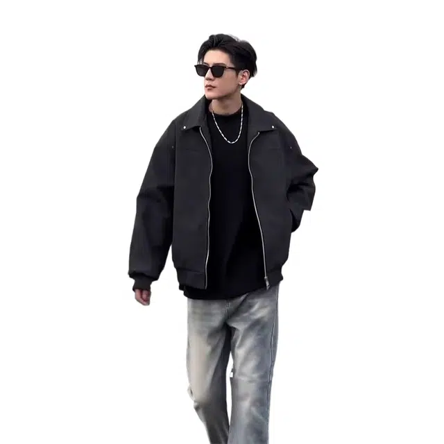 玉儿恋 美式痞帅复古翻领夹克外套 男款