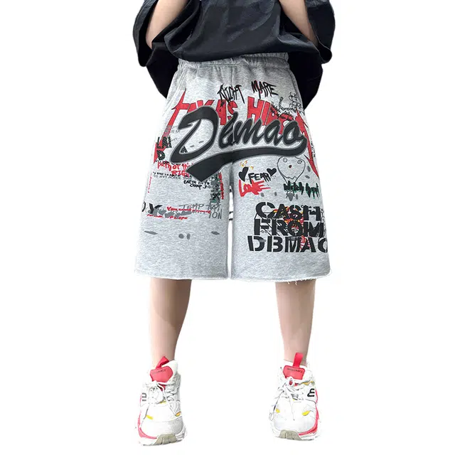 浪莎 涂鸦时尚潮流短裤 中小童 灰色