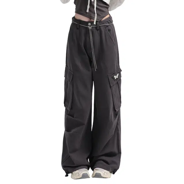 怪力萝莉 百搭气质简约休闲宽松工装裤 女款