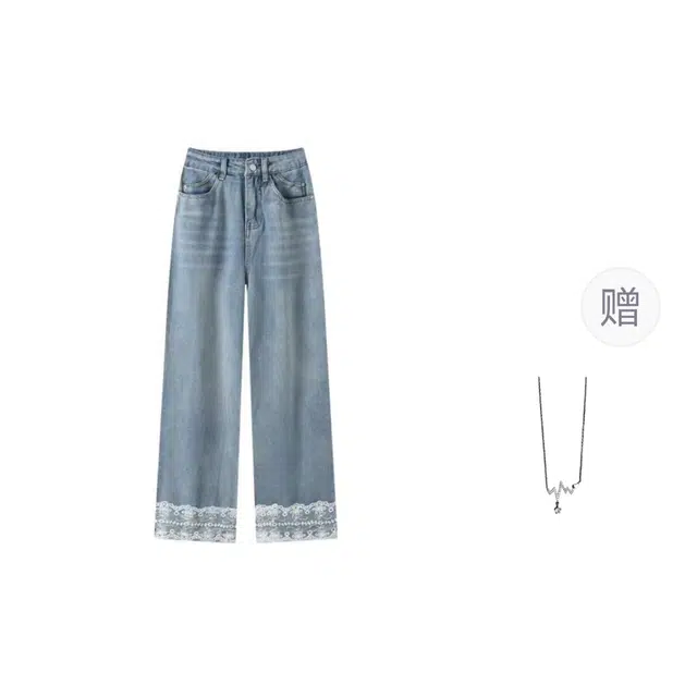 识恩 大码高腰直筒裤女梨型身材气质显瘦裤子牛仔裤 女款