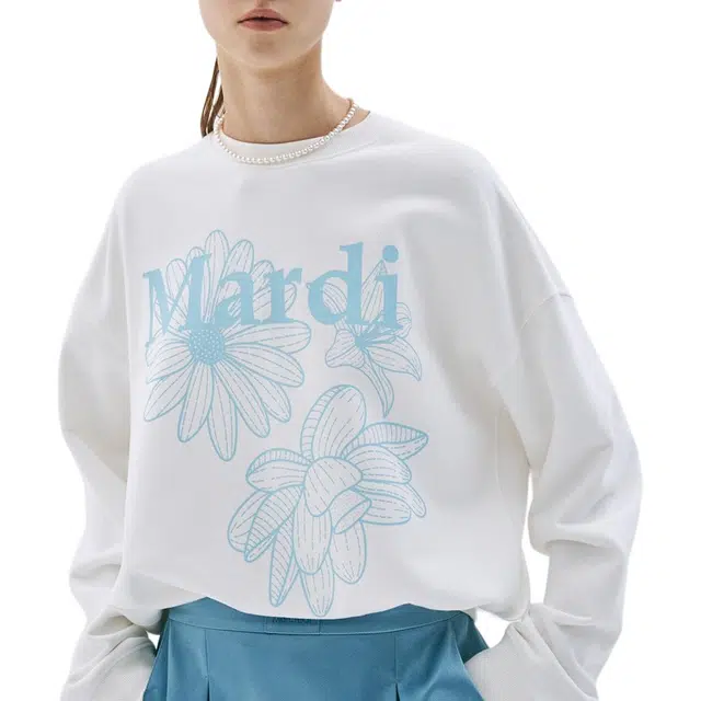 MARDI MERCREDI SS25 SWEATSHIRT TRIPLE FLOWER_WHITE SKY