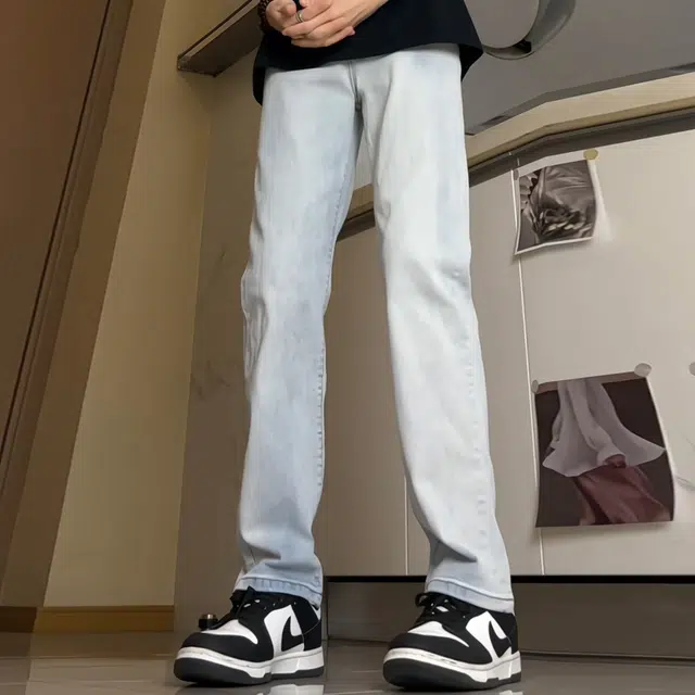 拾个壹先生 水洗做旧宽松弹力显高修饰腿型高街黄泥直筒休闲通勤垂感百搭高级感加绒加厚牛仔裤  男女同款
