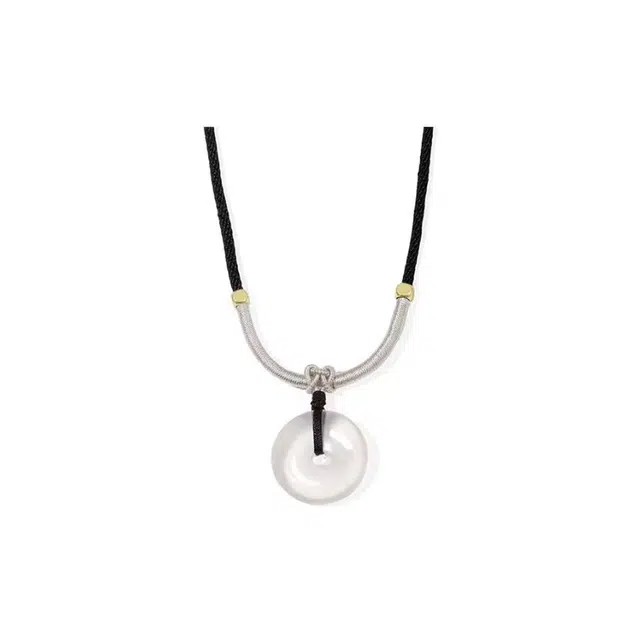 陌阡雪 平安扣编织绳气质抽拉可调节小众轻奢 玉髓 玉石项链 男女同款情侣款