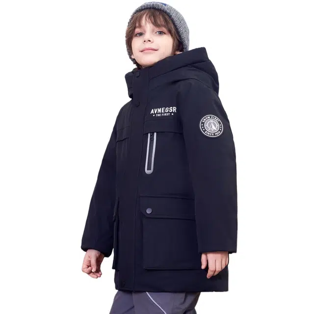 雅鹿 舒适亲肤简约拉链长袖羽绒服青少年