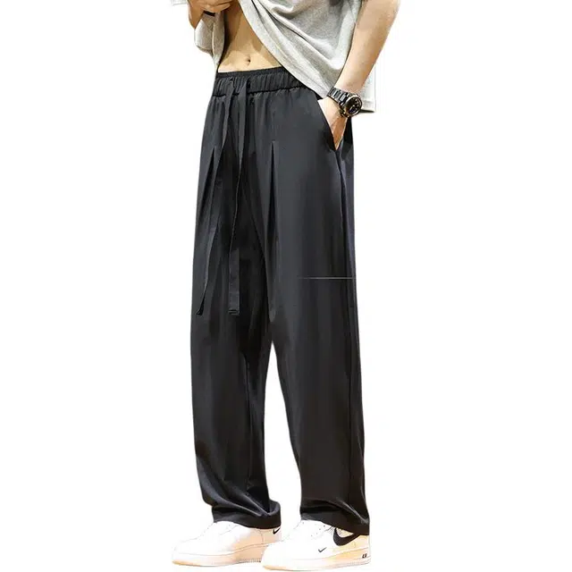 顶峰保罗 薄款凉感舒适纯色简约直筒长裤无性别主义潮牌宽松小众百搭运动显瘦阔腿休闲裤 男女同款