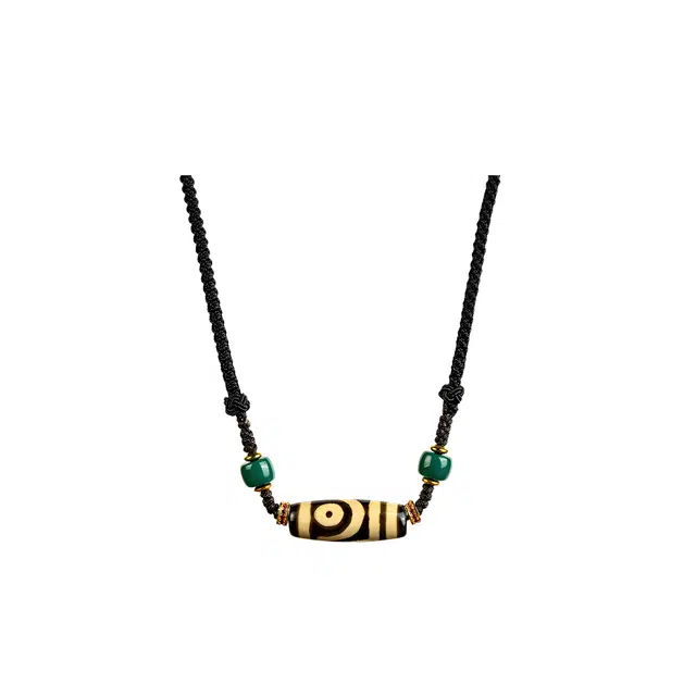 【已祝福加持】 玉临门 诸事顺利 良品两眼天珠药坑老油珠至纯原石 生日纪念日送礼盒好运 玛瑙 玉石项链 男女同款情侣款