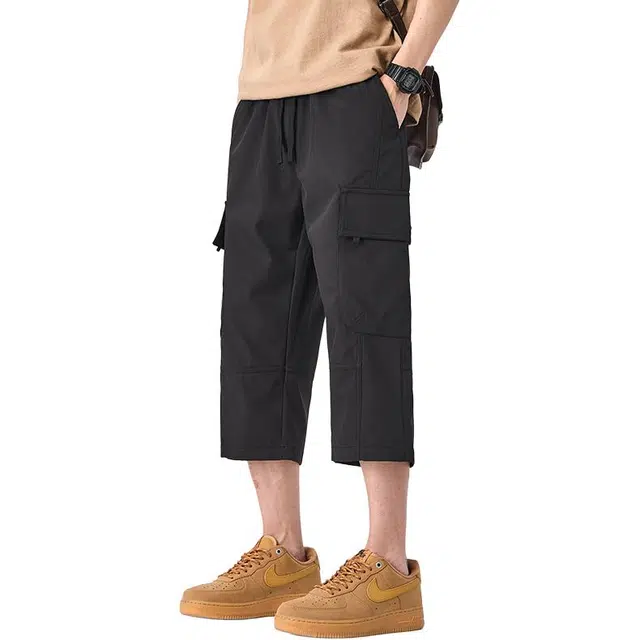 卡丹狄诺 户外休闲舒适透气夏季直筒宽松抽绳松紧腰多口袋潮流时尚七分工装短裤 男款