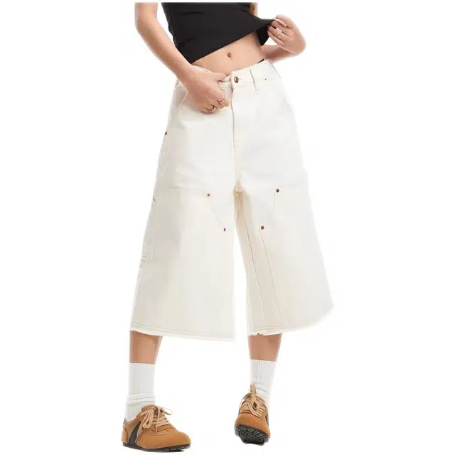 天才小熊 潮流时尚美式高街设计七分工装裤宽松舒适百搭休闲裤潮牛仔短裤 女款