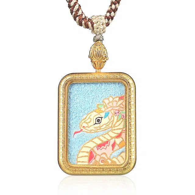 喃呢 精工手绘藏式热贡白蛇缘起平安顺遂度一切苦厄功德无量蛇年护身转运 新中式都市文玩国风 铜合金 项链 男女同款情侣款