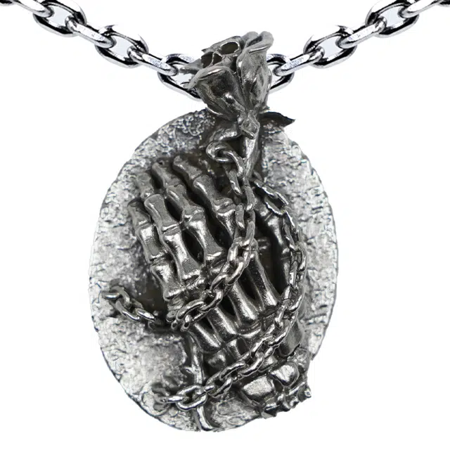 白木黑冰 祈祷之手 百搭小众潮流时尚新中式高级感 银合金 项链 男款