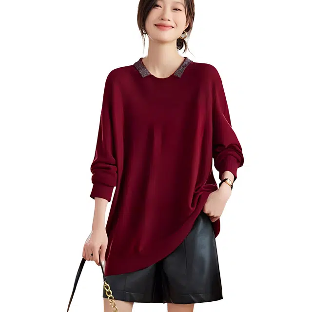 曲韩 长袖通勤休闲毛衣 女款