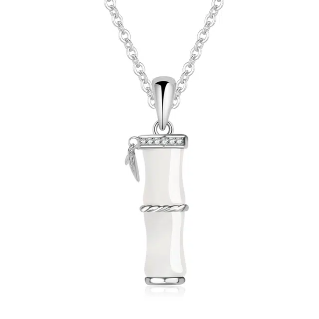 【玉洁冰清】 帝苏行 竹影银梦-白 新中式国潮 吉祥如意平安顺遂 好运 简约小众设计 玉髓 项链 女款