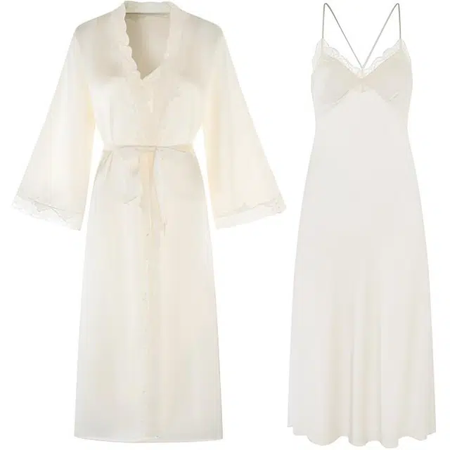 潞优野 高级感冰丝凉感吊带睡裙两件套带胸垫睡衣套装 女款