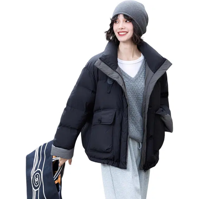 鸭鸭 时尚百搭连帽加厚短款羽绒服 女款